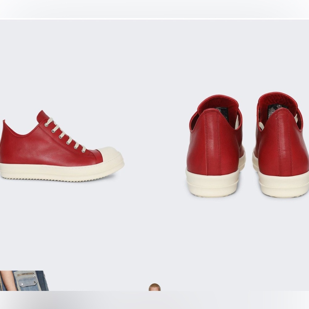 Rick Owens Red Leather Sneakers